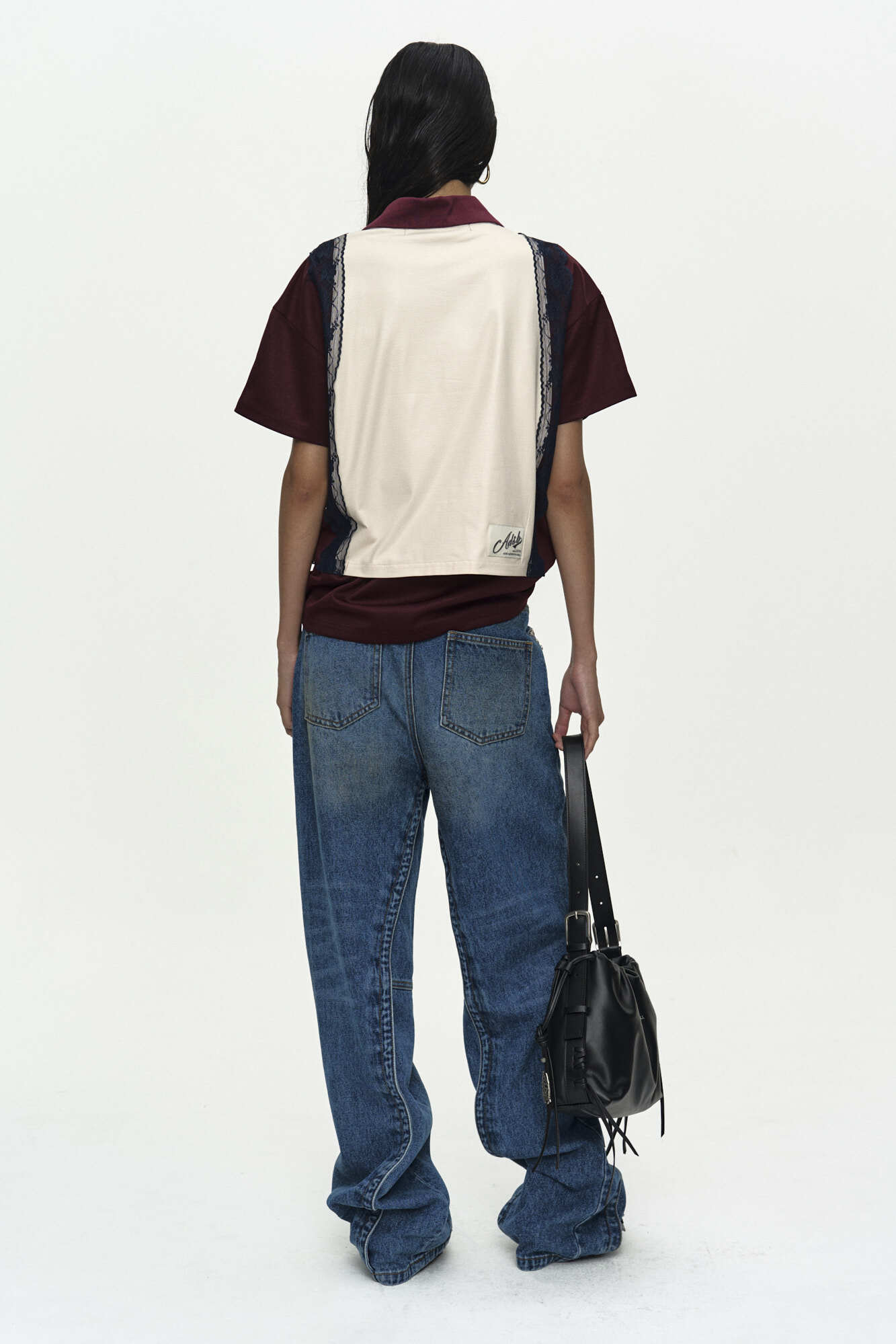 Andersson Bell Lace Trimmed Polo Jersey Top Yellow)