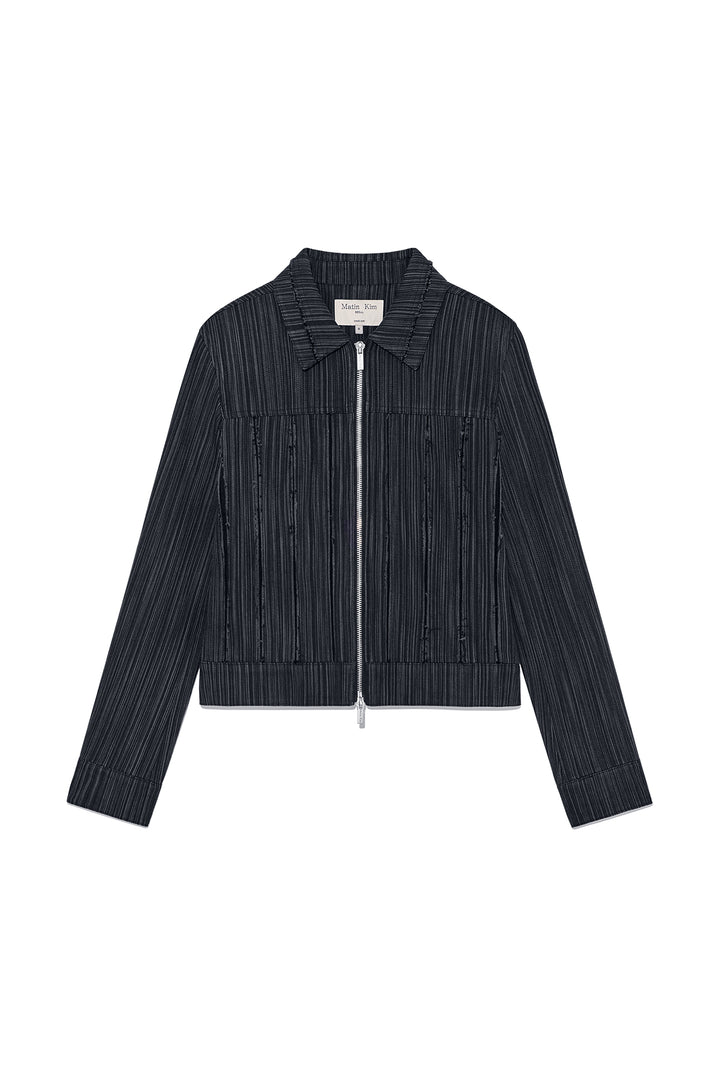 Matinkim Cut Out Slim Zip UP Jumper IN Charcoal