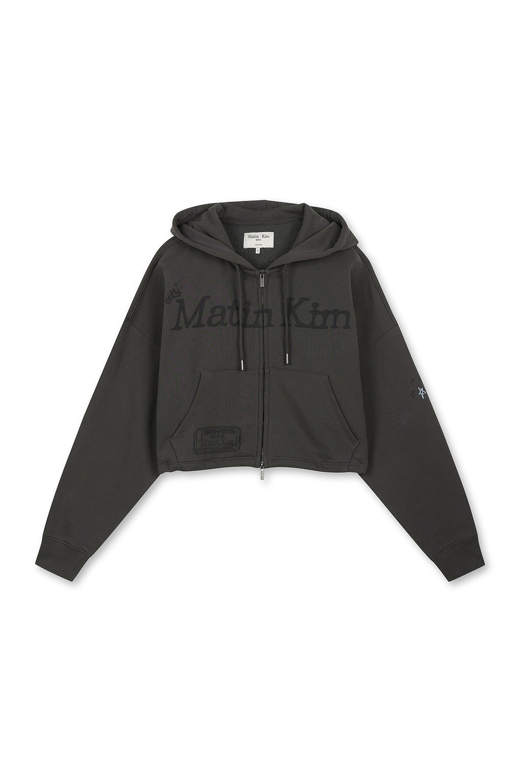 [matinkim] Graffiti Artwork Crop Hoody Zip UP IN Charcoal