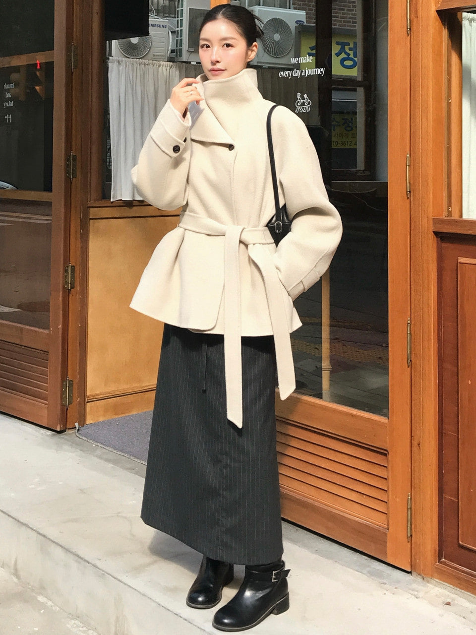 Tillidie H-line Belt Set Skirt Charcoal