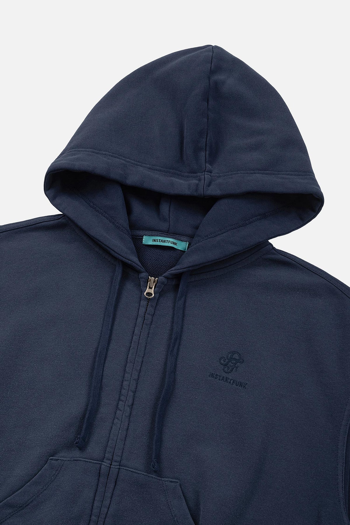 Instantfunk Washed Cropped Hoodie - Navy