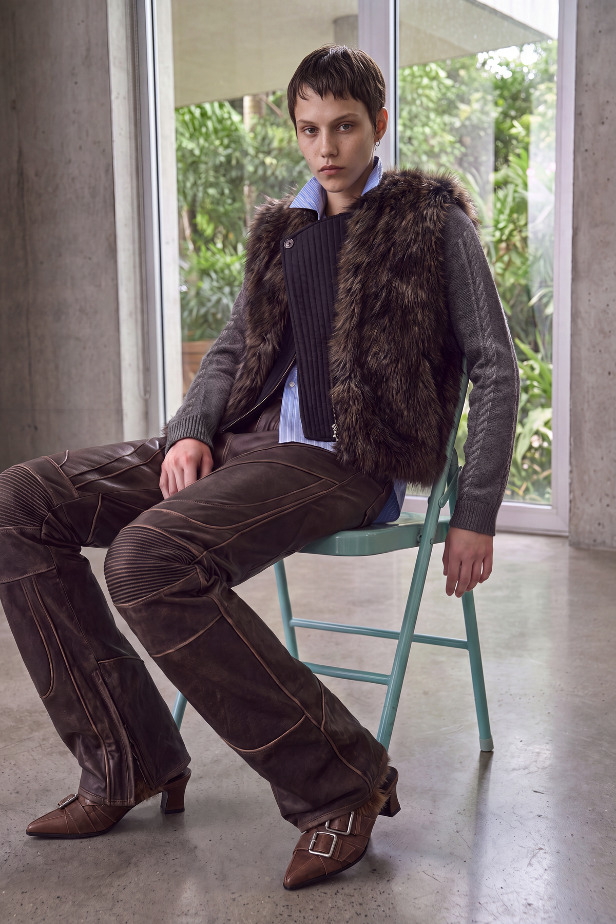 Andersson Bell Leather Articulated Panel Jeans