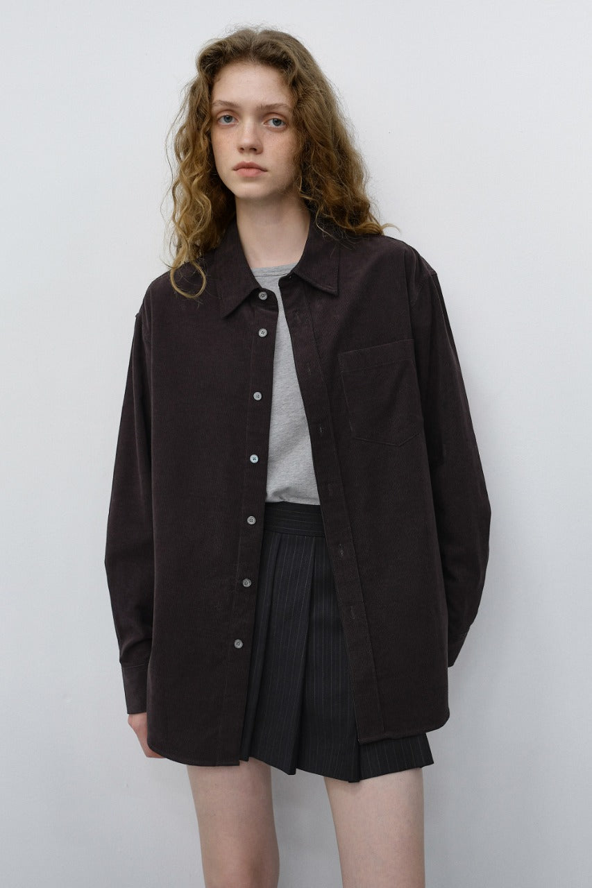 Dunst Unisex Corduroy Shirt Dark Brown