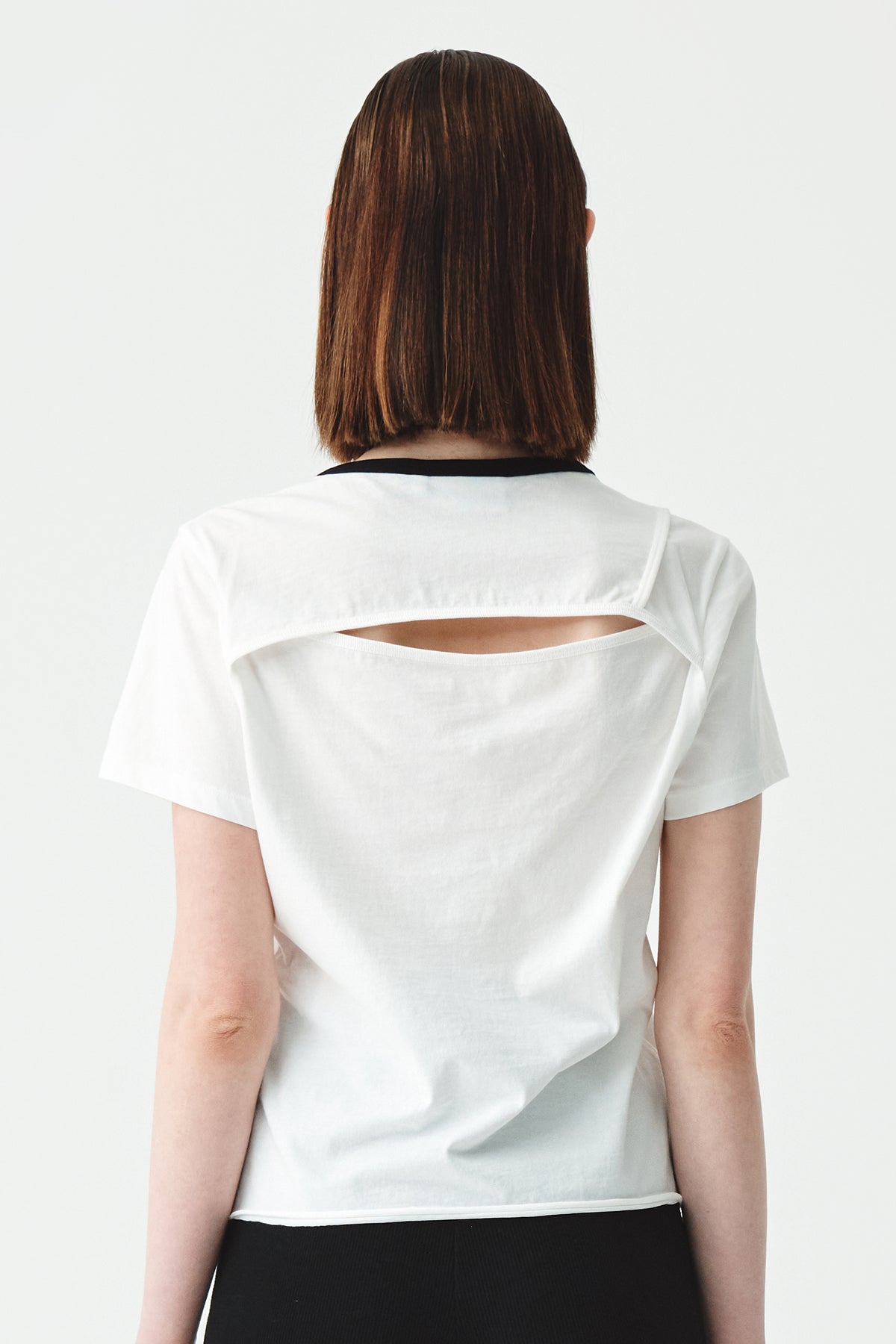 Matinkim Back Slit Slim Top IN White