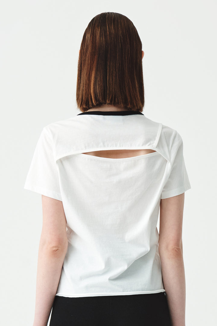 Matinkim Back Slit Slim Top IN White
