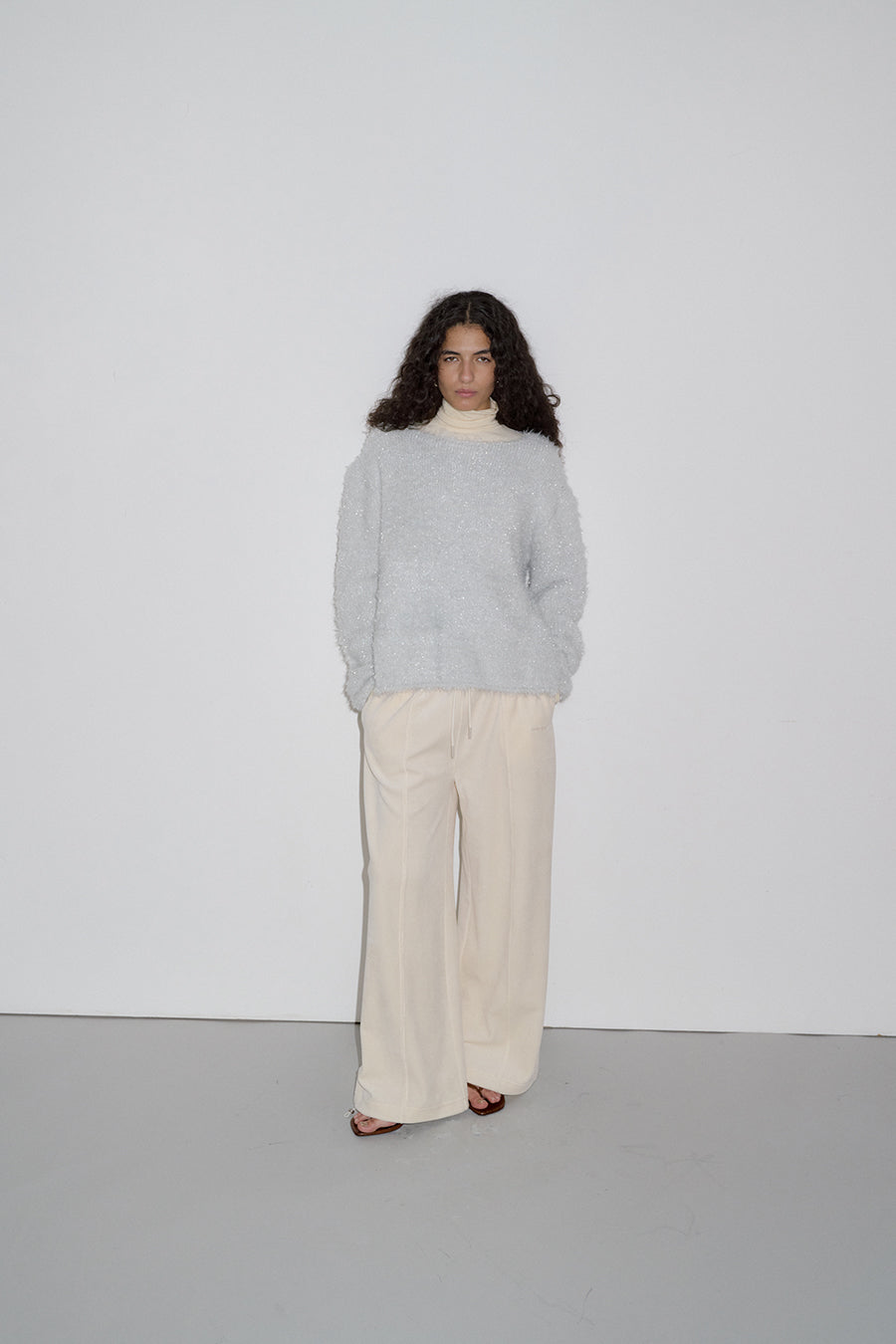 Overdueflair Hairy Glitter Knit Silver