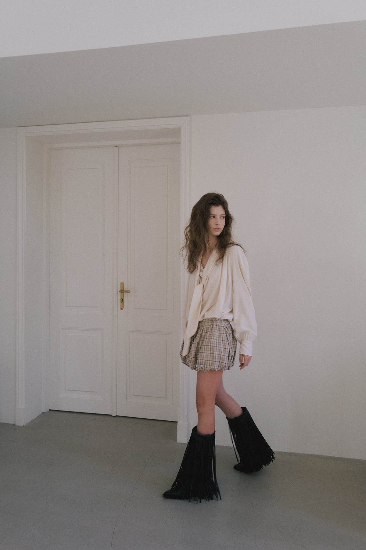 Overdueflair Cowl Tie Blouse Cream
