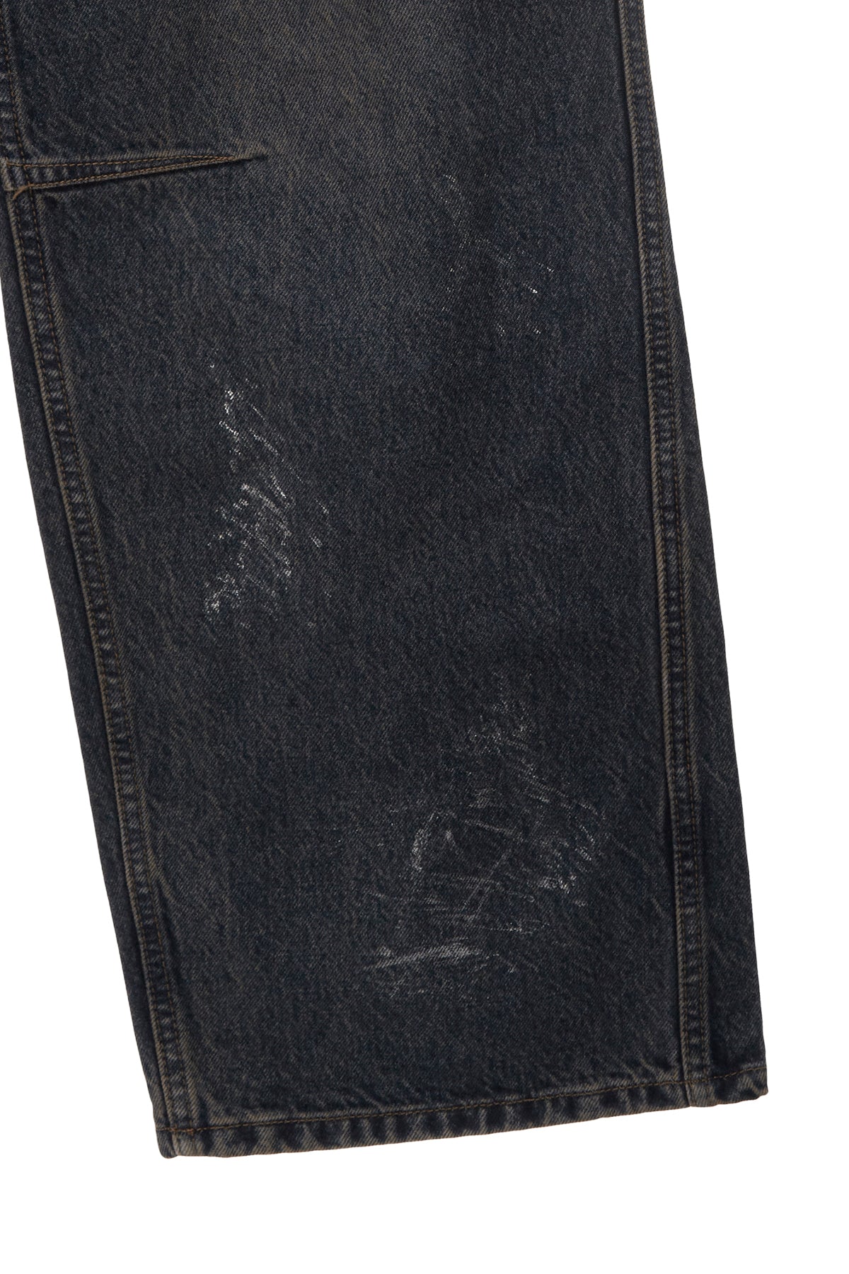 [matinkim] FOIL DETAIL DENIM BAGGY PANTS IN NAVY