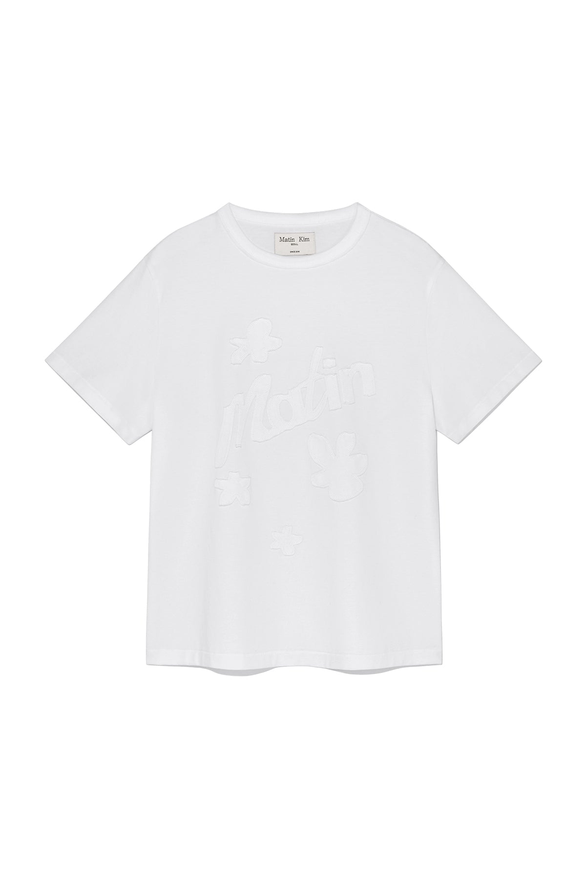 Matinkim Flower Applique Logo Top IN White