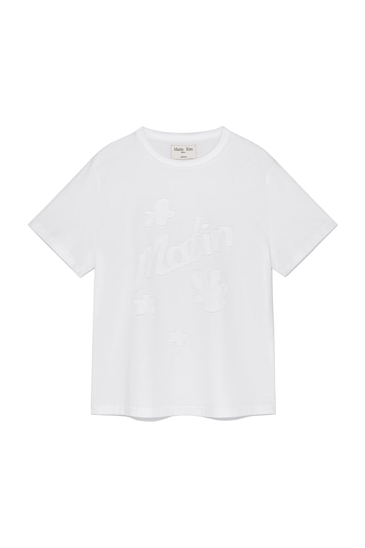 Matinkim Flower Applique Logo Top IN White