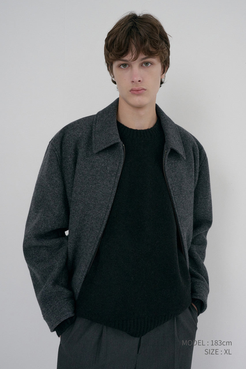 Dunst Unisex Collared Wool Blouson Charcoal Grey