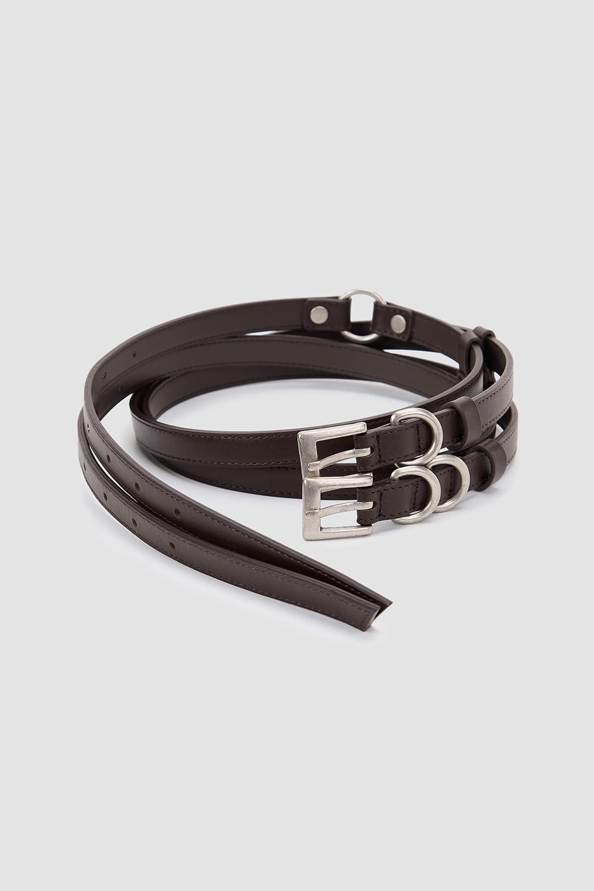 Matinkim Double Strap Leather Belt IN Brown
