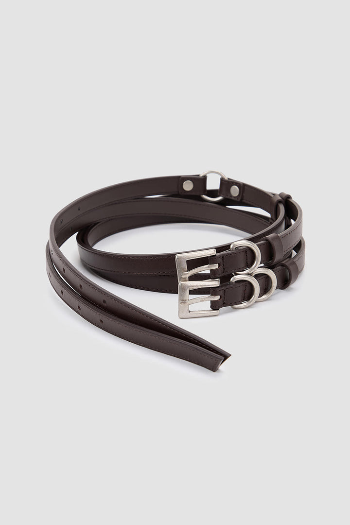 Matinkim Double Strap Leather Belt IN Brown