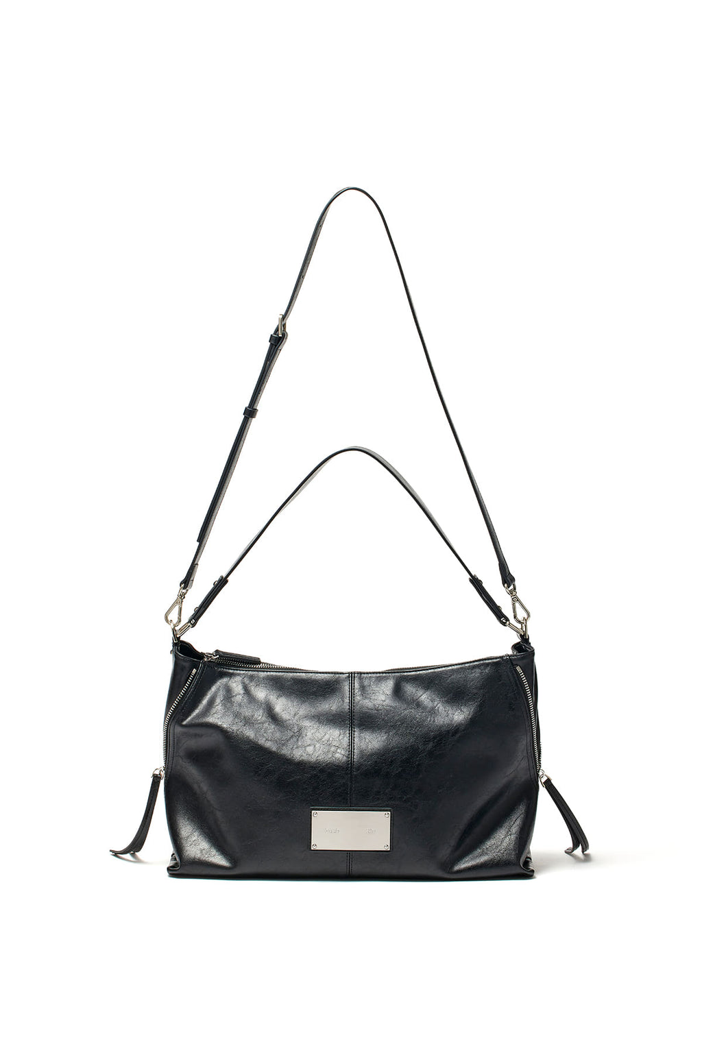 [matinkim] SIDE ZIPPER SHOULDER BAG IN BLACK