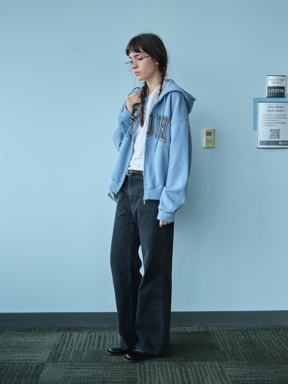 Low Classic Low Soft Sweat Zip-Up Hoodie Baby Blue