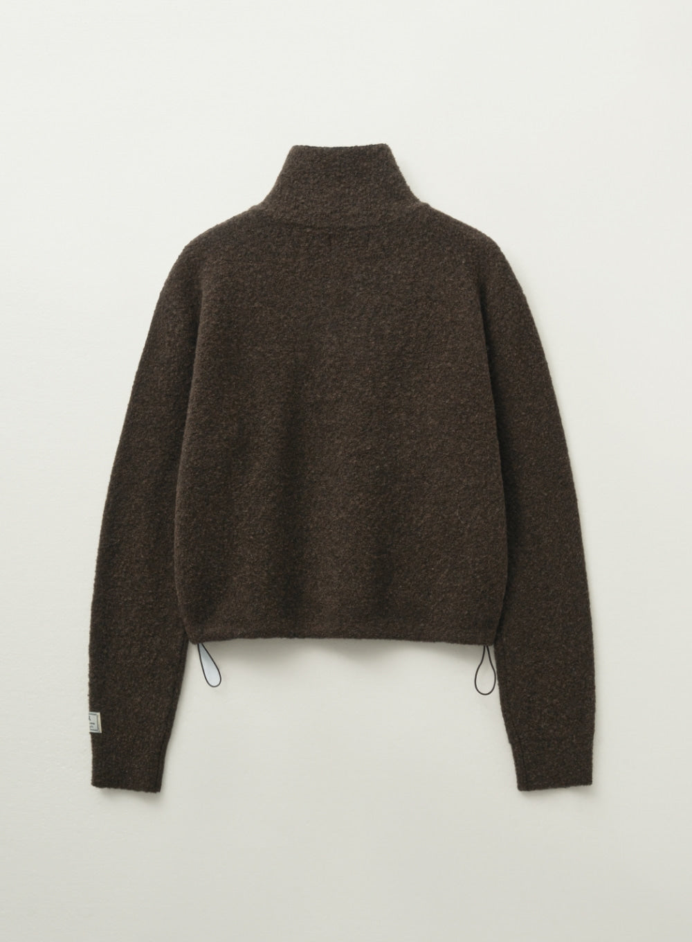 [satur] (W) Crop Half Neck Fleece Knit Zip-up - Brown
