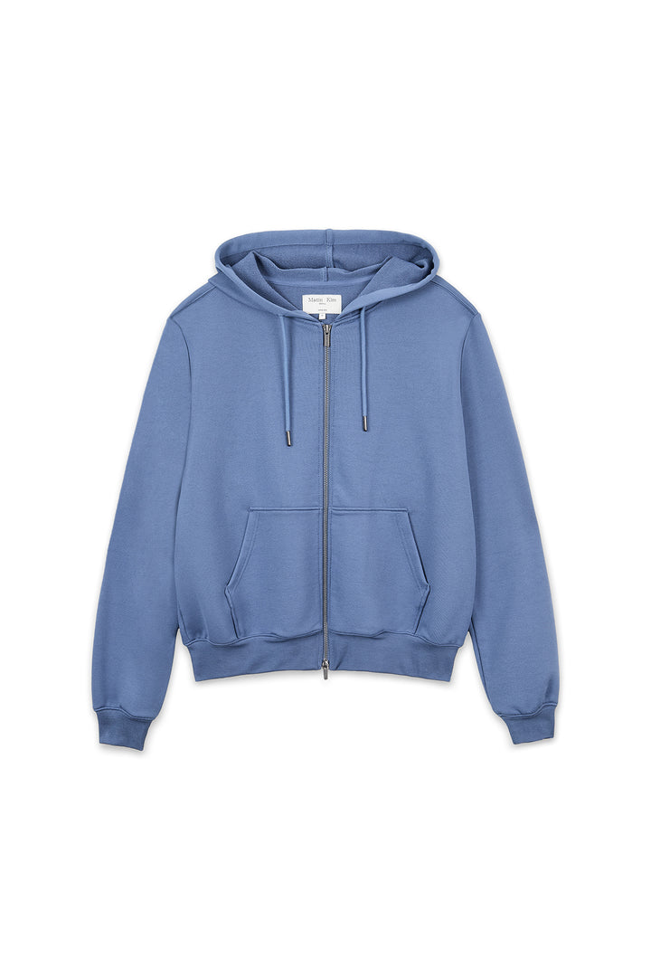 Matinkim Back Logo Glitter Hoody Zip UP For Women IN Blue