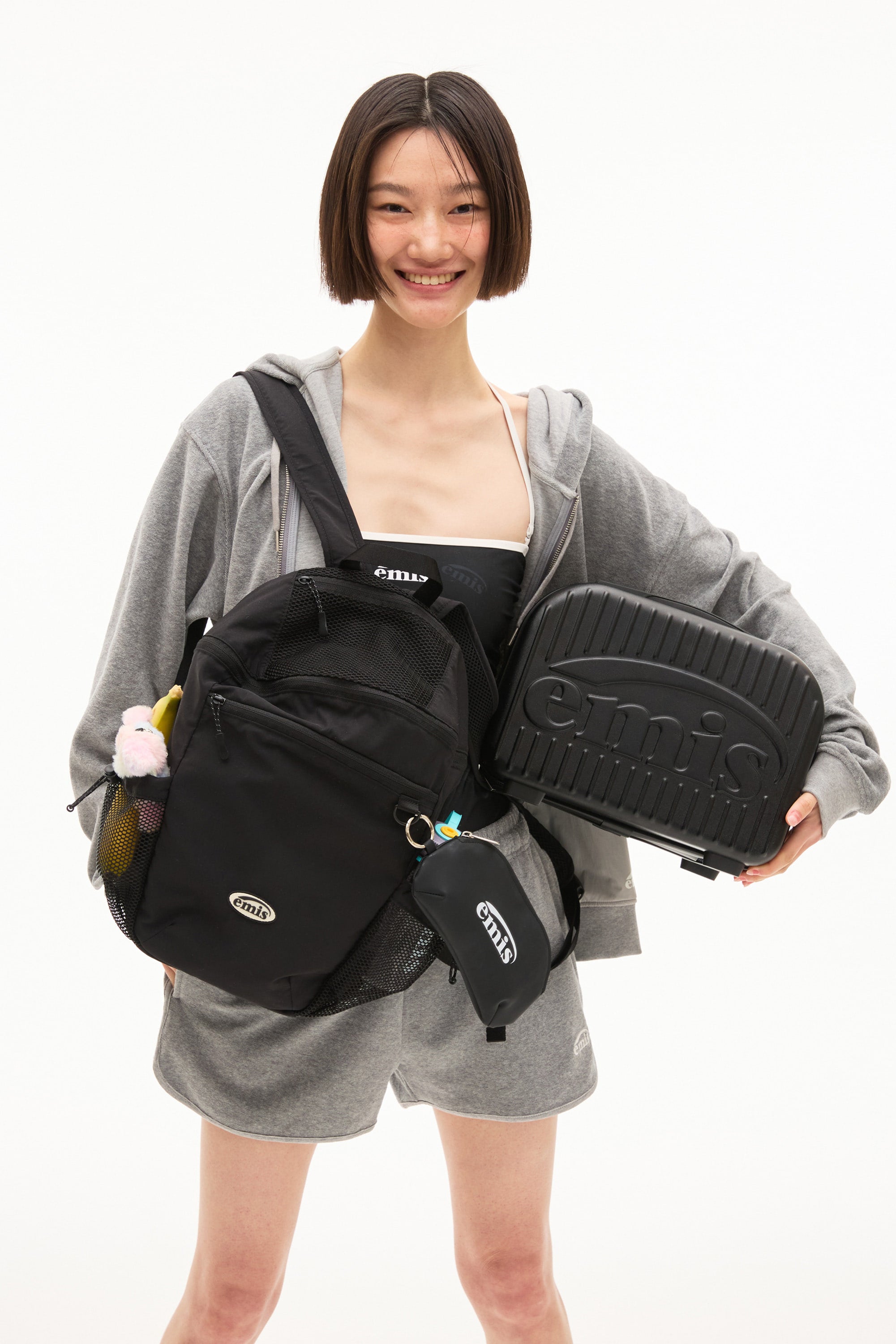 Emis Mesh Nylon Backpack-Black