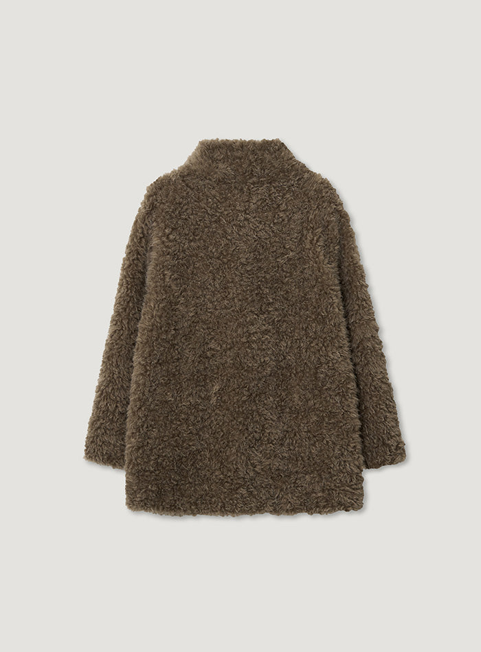 Mango Maniplease Dui Fur Half Coat Ash Brown
