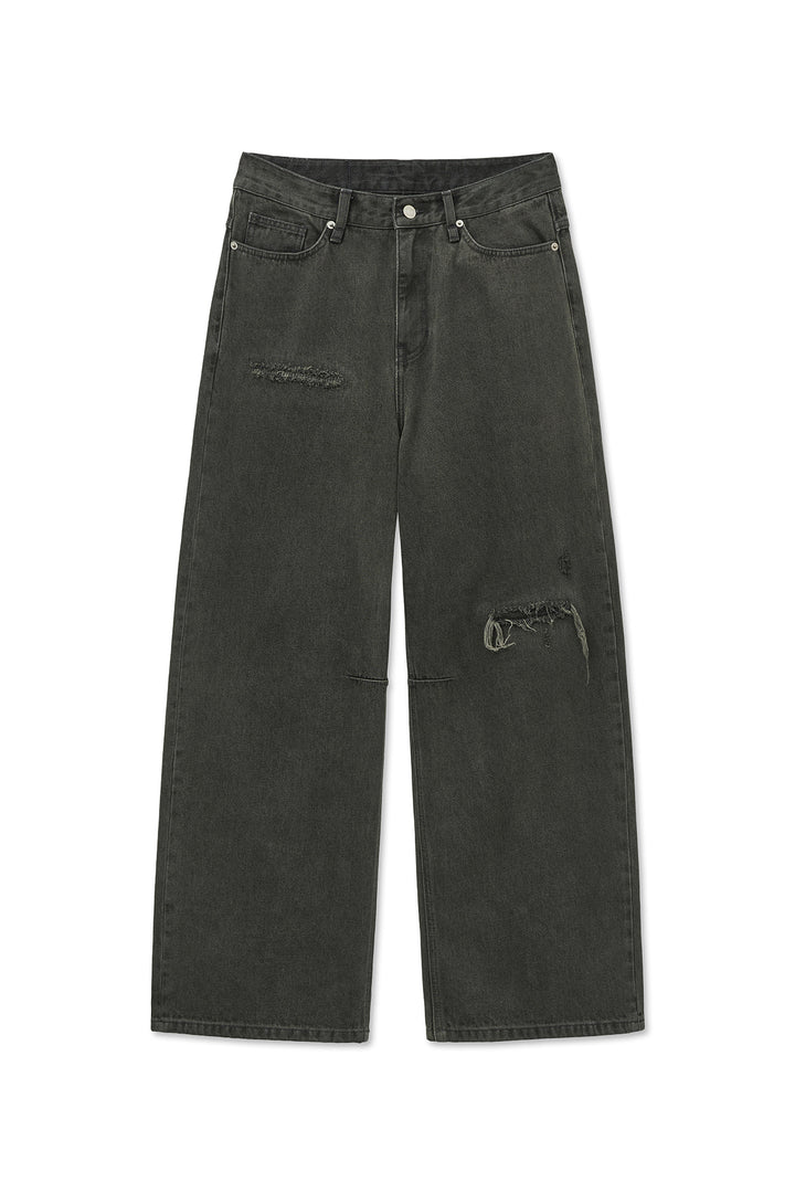Matinkim Back Logo Wide Denim Pants IN Charcoal