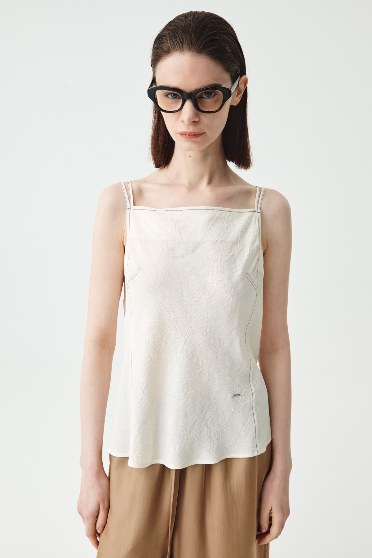 Matinkim Square Neck Crinkle Sleeveless IN Ivory