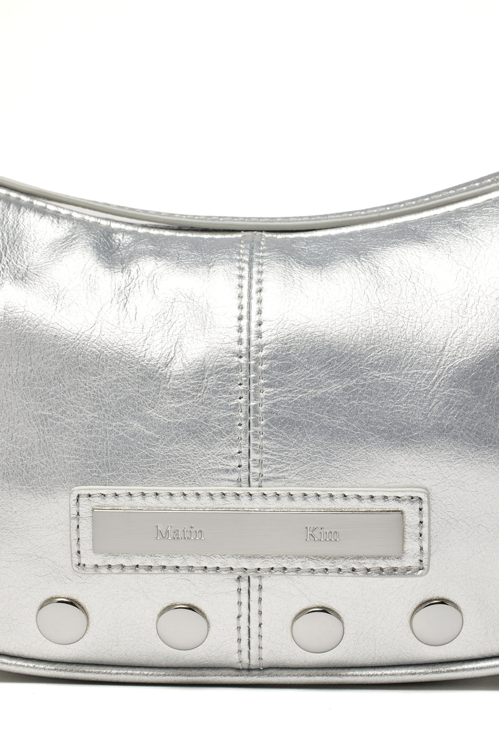 [matinkim] STUD LEATHER SHOULDER BAG IN SILVER