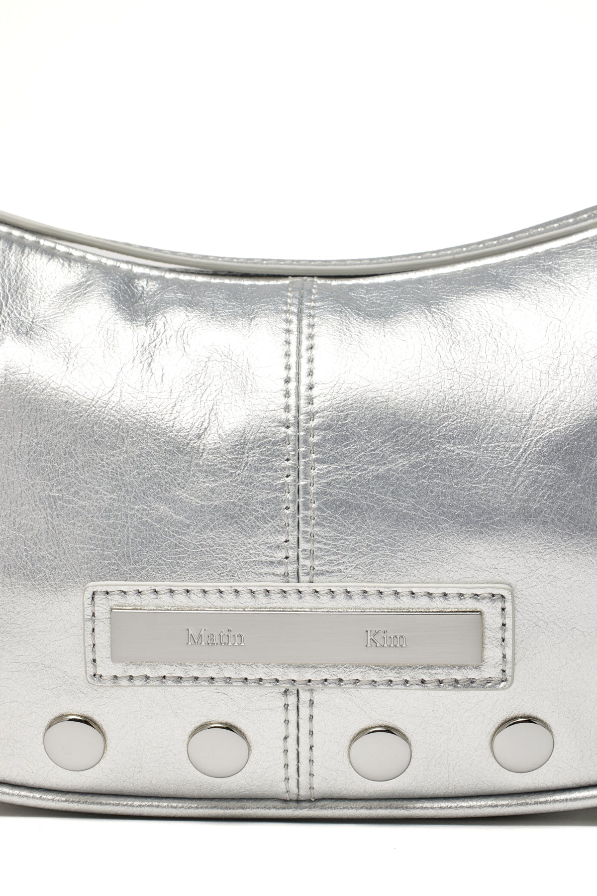 [matinkim] STUD LEATHER SHOULDER BAG IN SILVER
