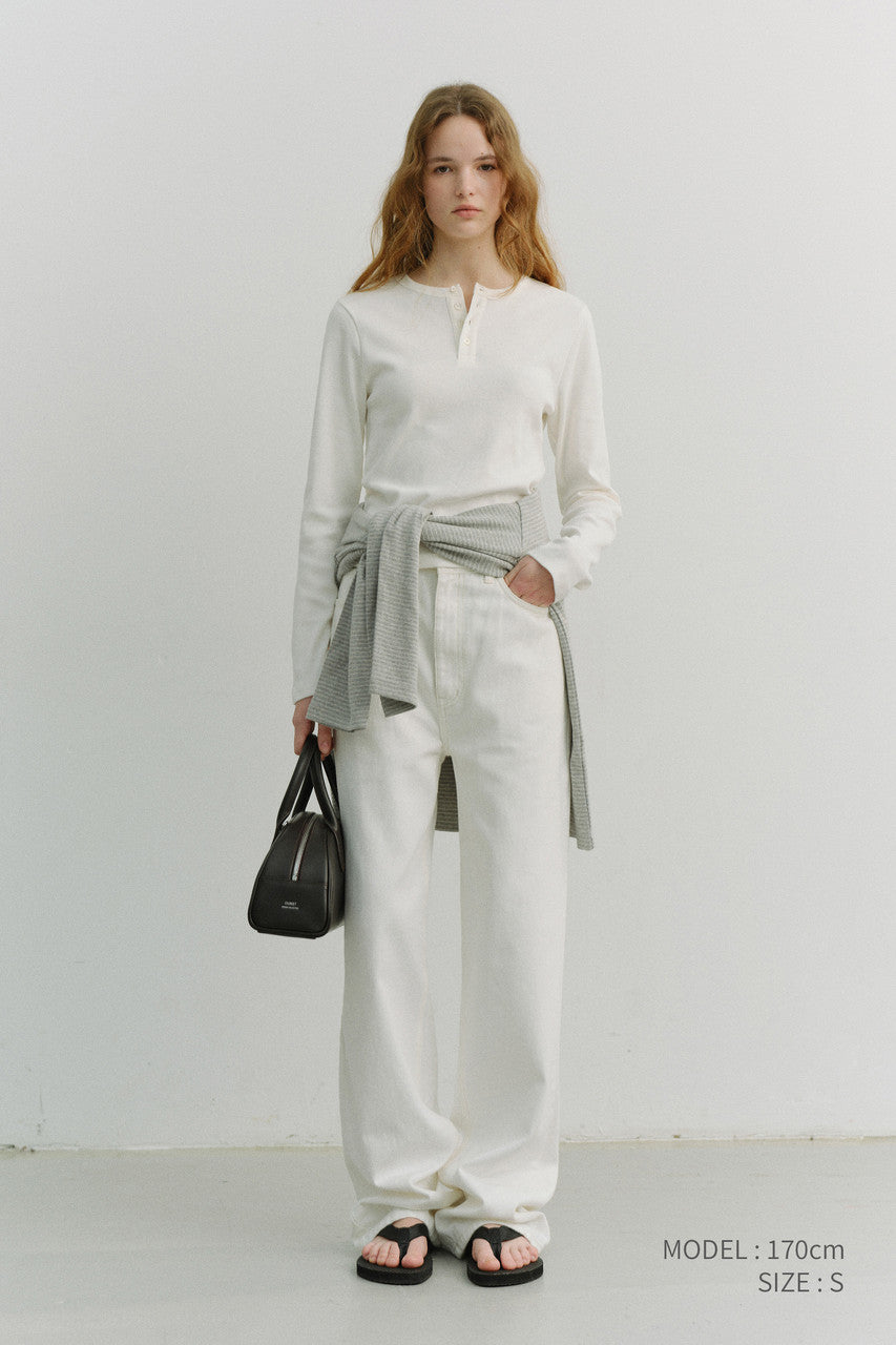 Dunst Unisex Henley-Neck T-Shirt Off White