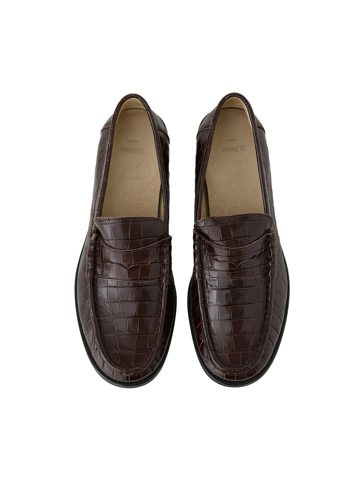 GLOWNY G Crack Leather Loafers (Dark Brown)