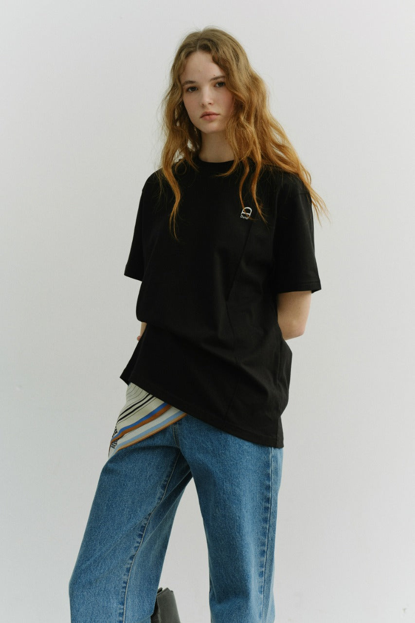 Dunst Unisex Logo Crease T-Shirt Black