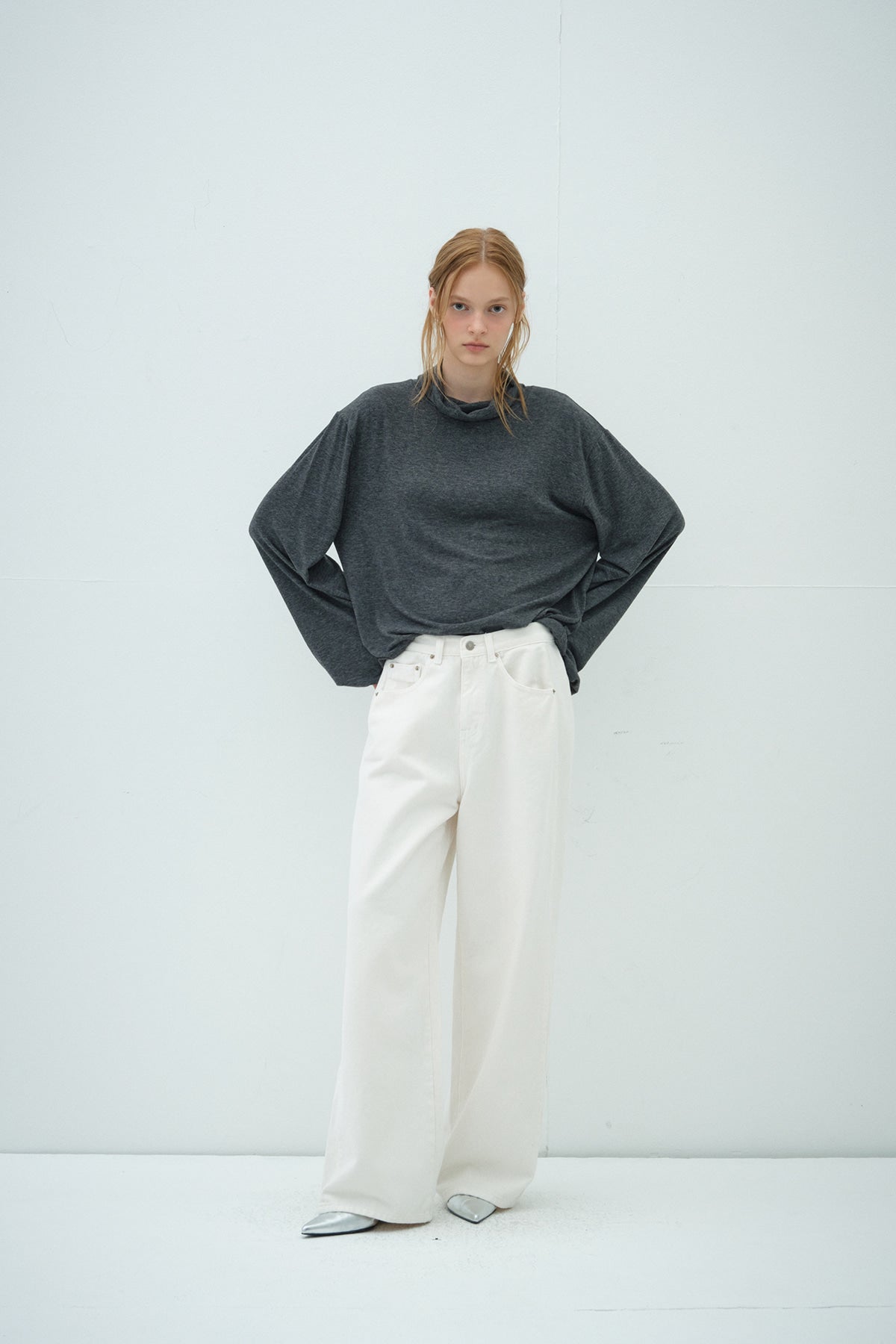Overdueflair Cotton Wide Denim Pants White