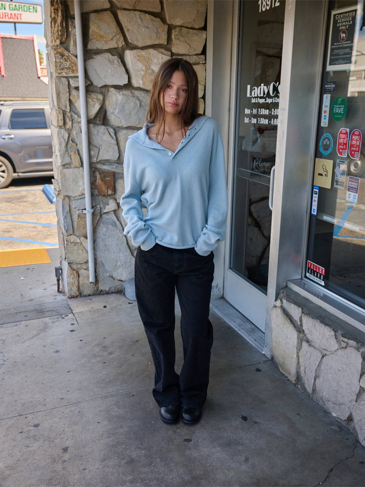 Low Classic Wool Blend High-Neck Sweater Sky Blue - Low Classic