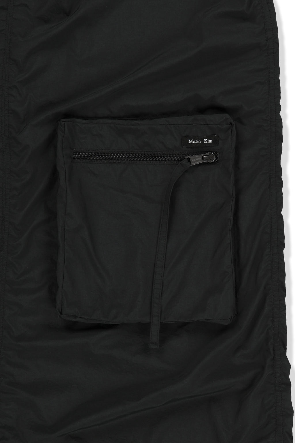 Matinkim Patch Pocket Shirring Nylon Skirt IN Black
