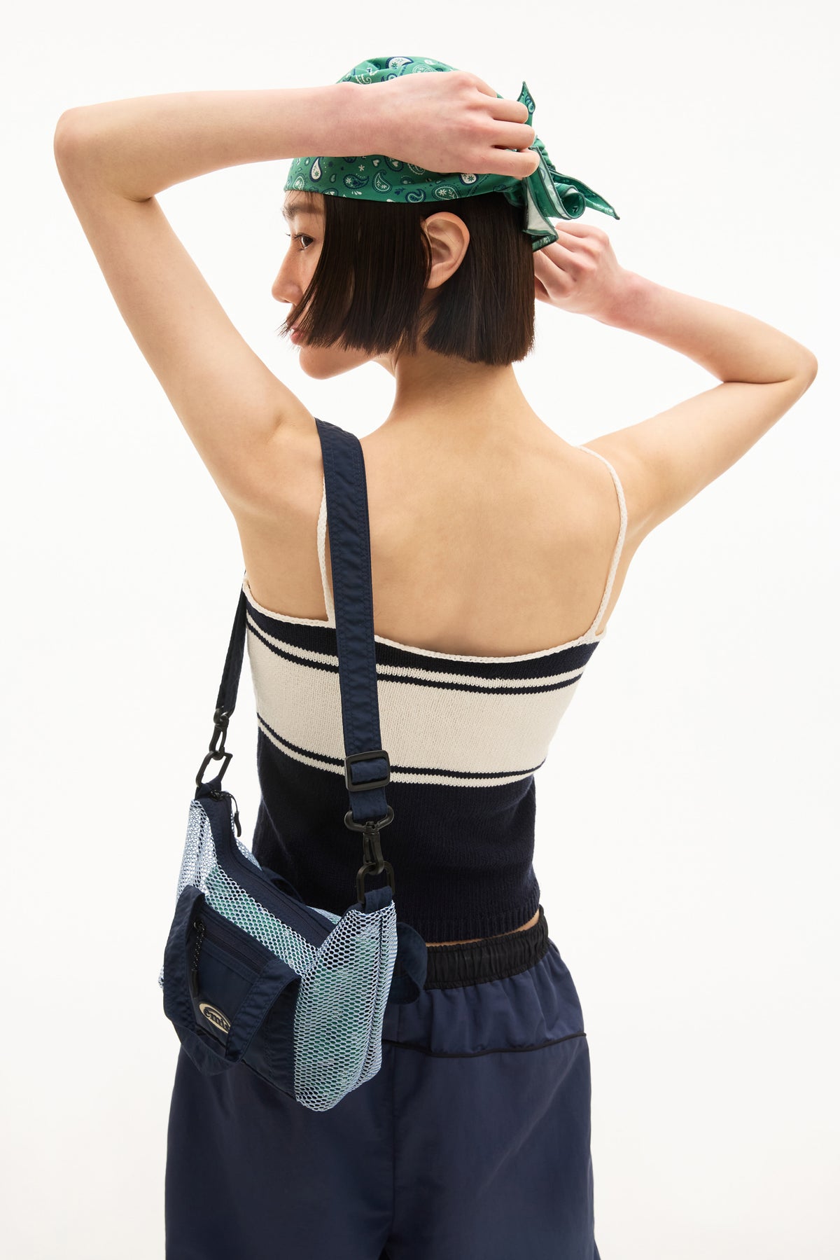 Emis Mesh Crossbody Bag-Navy