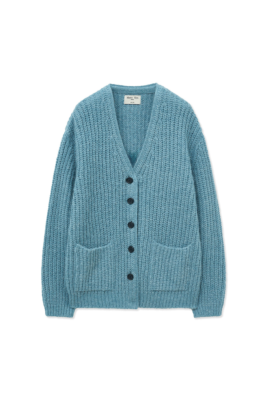 [matinkim] SIDE BUTTON POINT OVERFIT CARDIGAN IN LIGHT BLUE