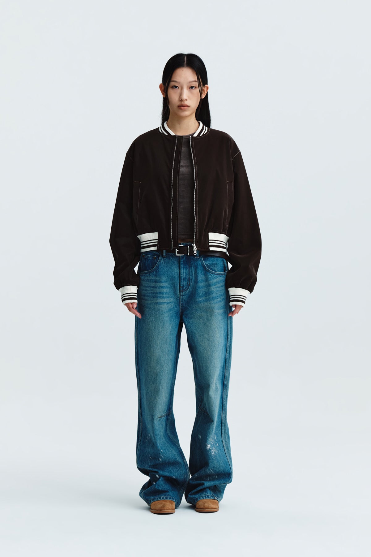 Matinkim Foil Detail Denim Baggy Pants IN Blue