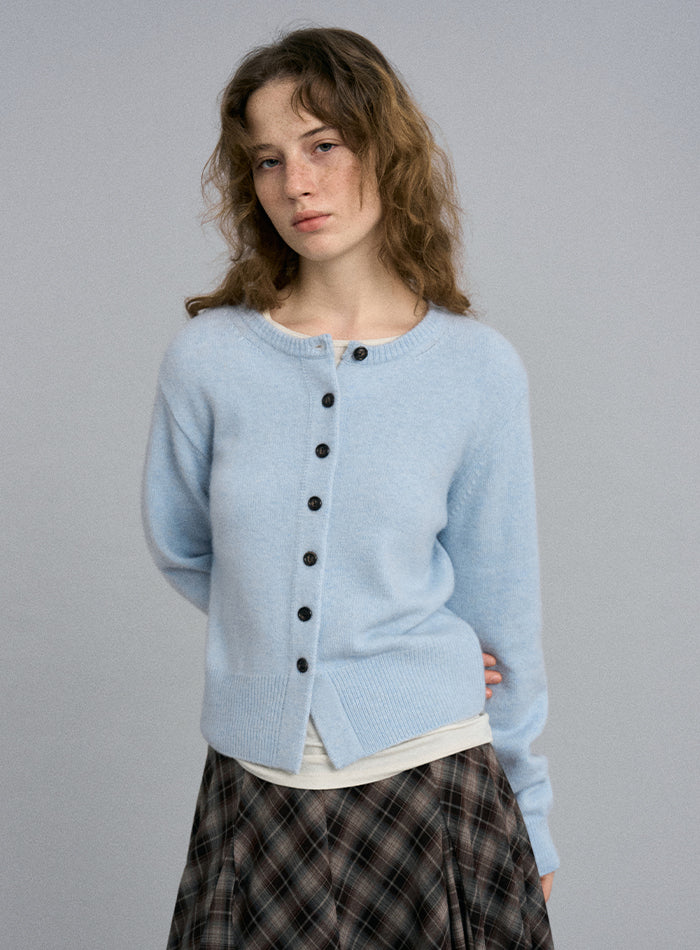 Mango Maniplease Sol Button Cardigan Light Blue