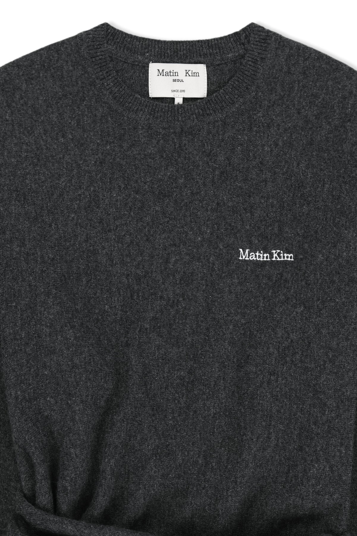 Matinkim Wrap Tie Knit Pullover IN Charcoal