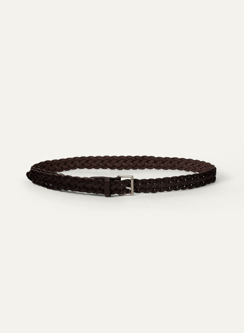 Kindersalmon Plaited Leather Belt Dark Brown (From Italy)