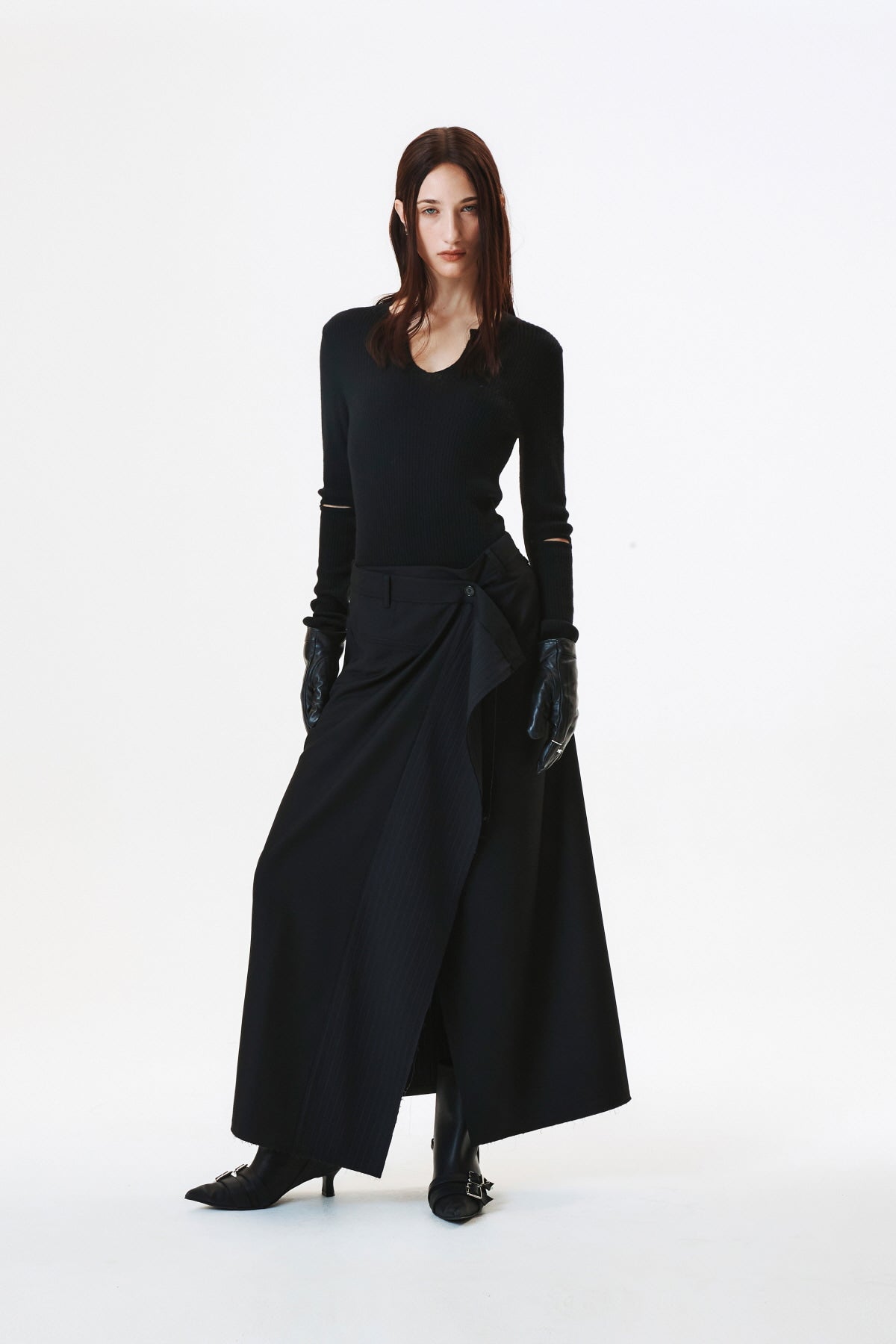 Matinkim Stripe Mix Maxi Wrap Skirt IN Black