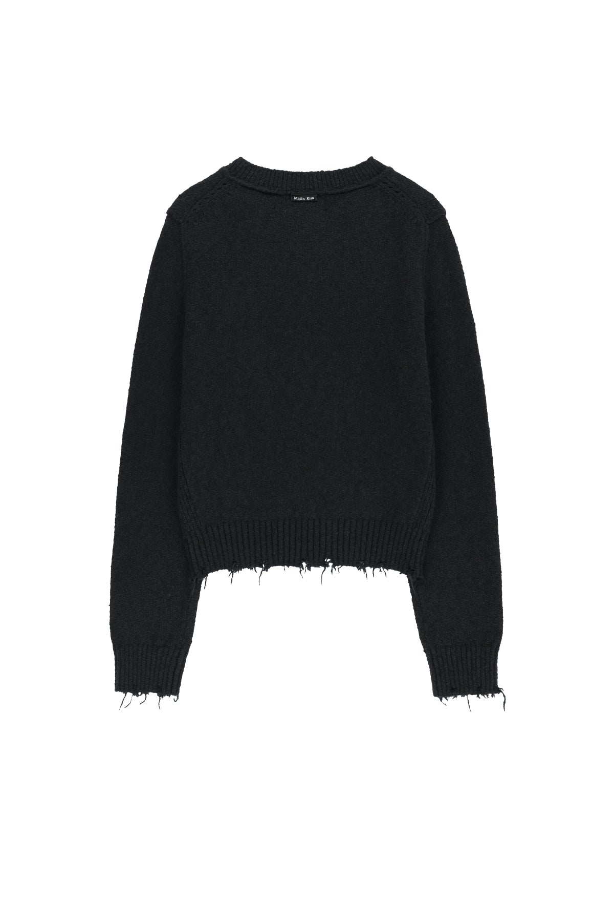 Matinkim Distressed Hem V Neck Knit Pullover IN Dark Navy