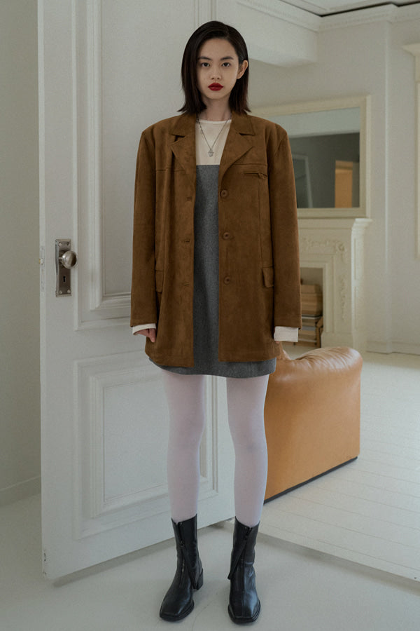 Overdueflair Classic Suede Jacket Camel