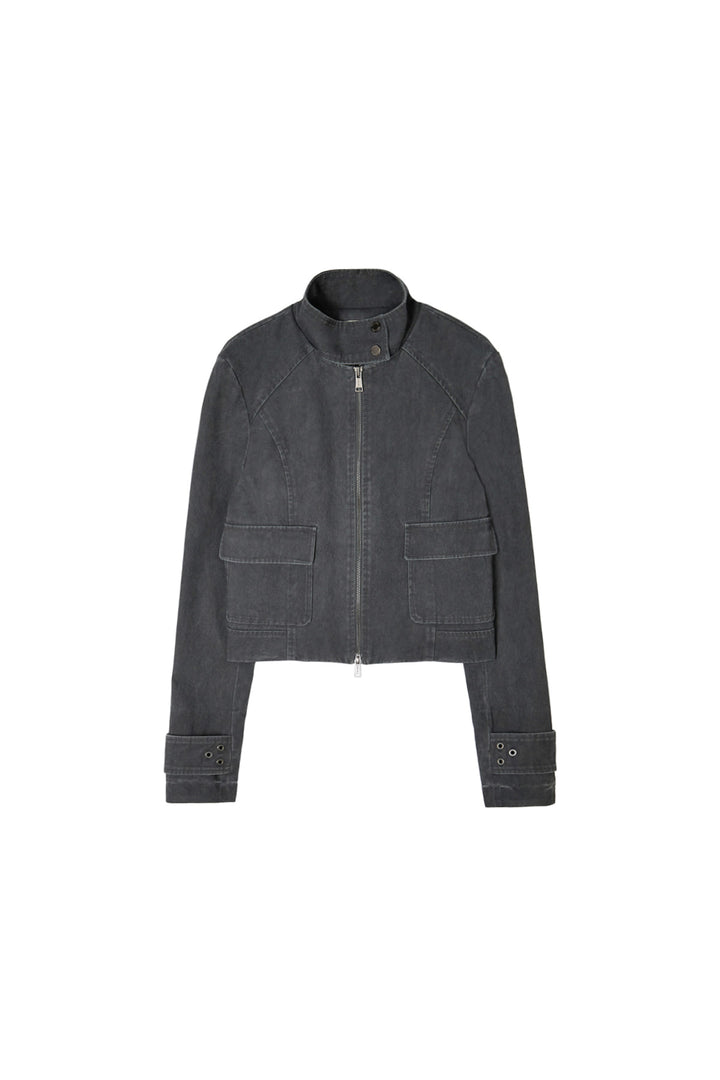 Matinkim Washed Slim Biker Jumper IN Charcoal