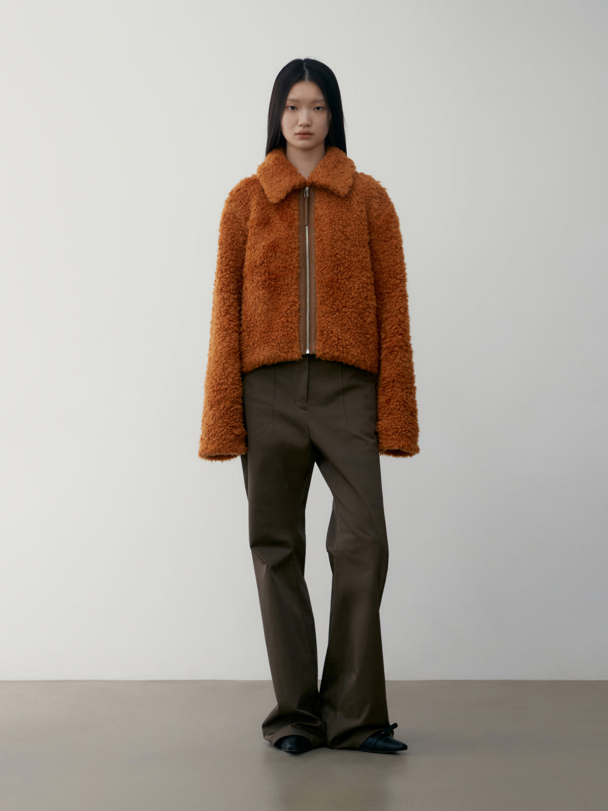 Low Classic Fluffy Fur Jacket Cognac