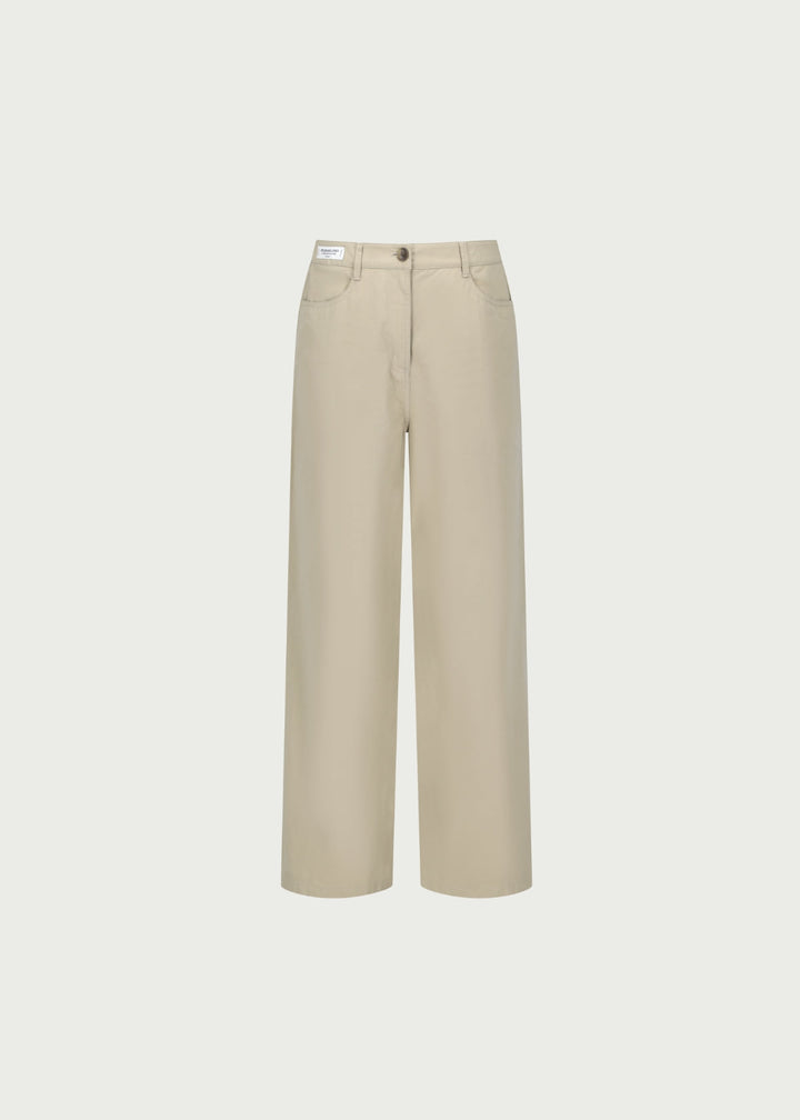 Depound cotton back banding pants - beige
