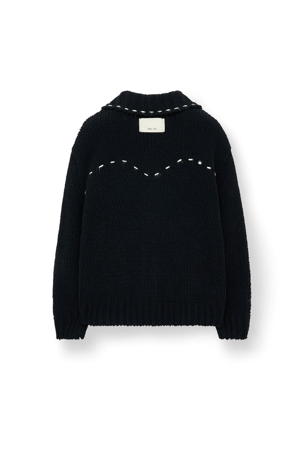 [matinkim] HANDMADE COLLAR KNIT CARDIGAN FOR WOMEN IN BLACK
