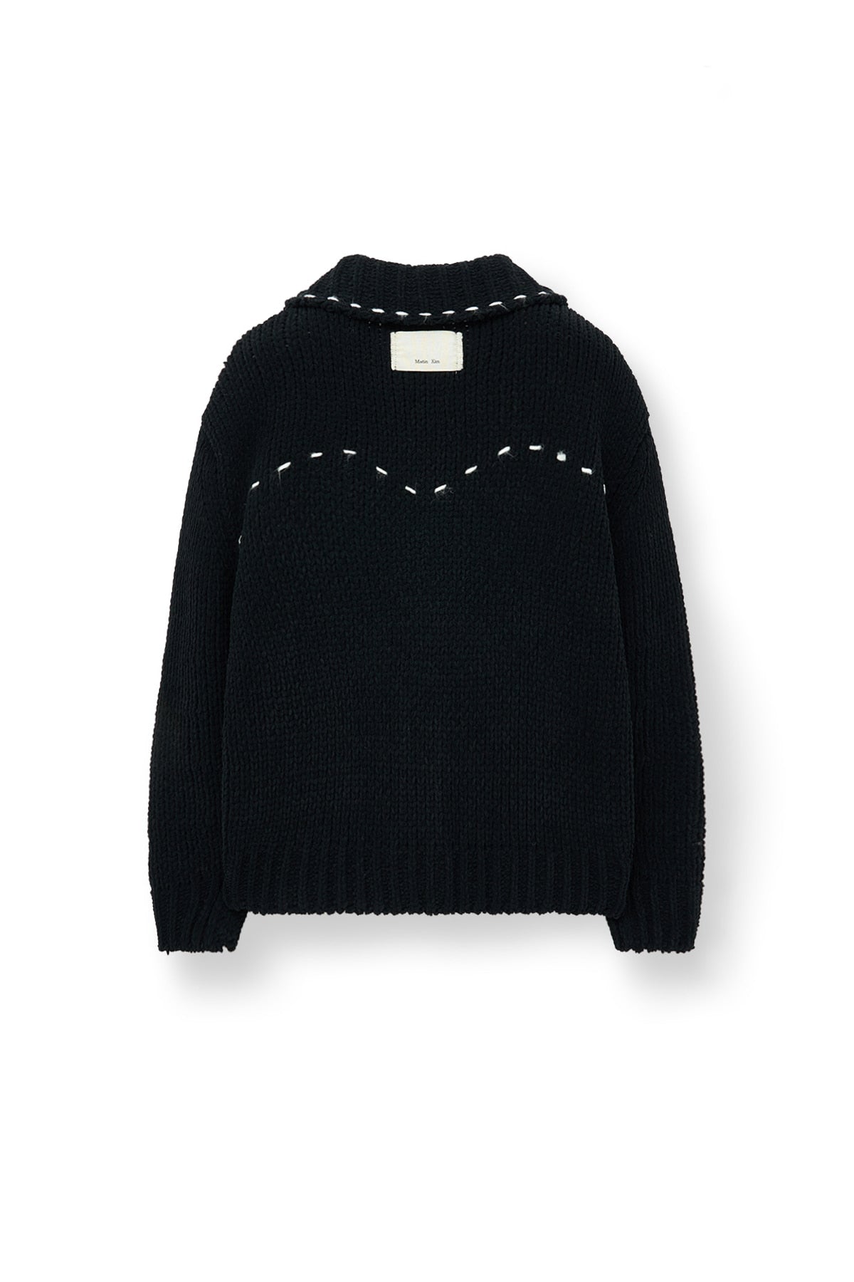 [matinkim] HANDMADE COLLAR KNIT CARDIGAN FOR WOMEN IN BLACK