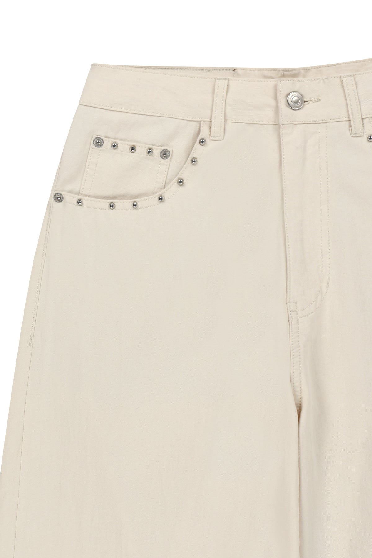 Matinkim Stud Point Color Denim Pants IN Cream