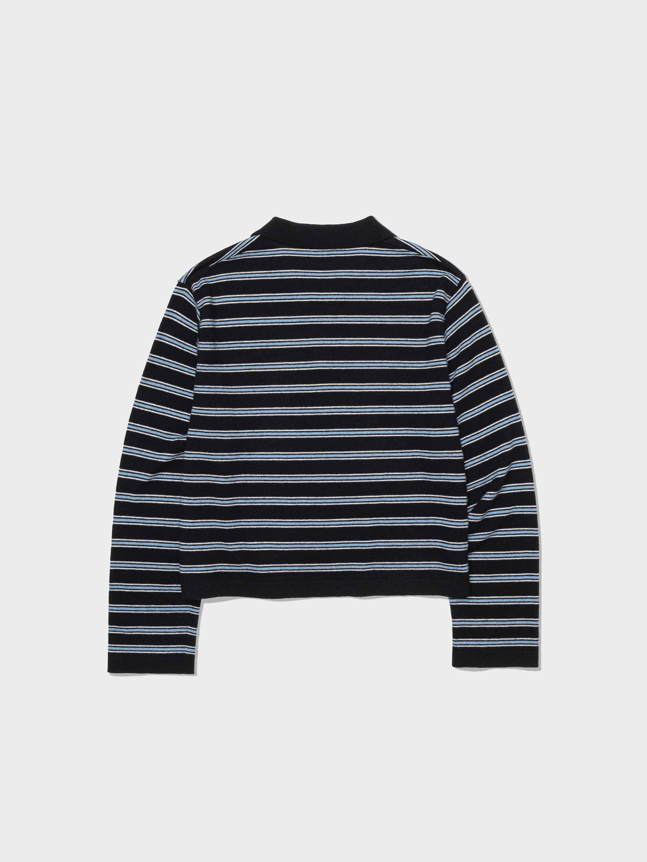 [Low Classic] Merino Cash Striped Polo Sweater_Black