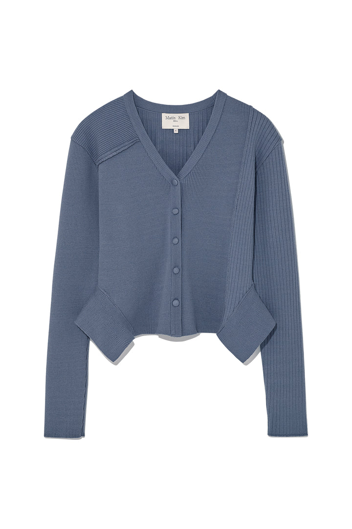 Matinkim Unbalance Cut Line Button Cardigan IN Smoke Blue